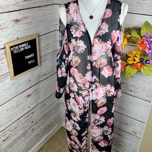 Floral Kimono Cold Shoulder